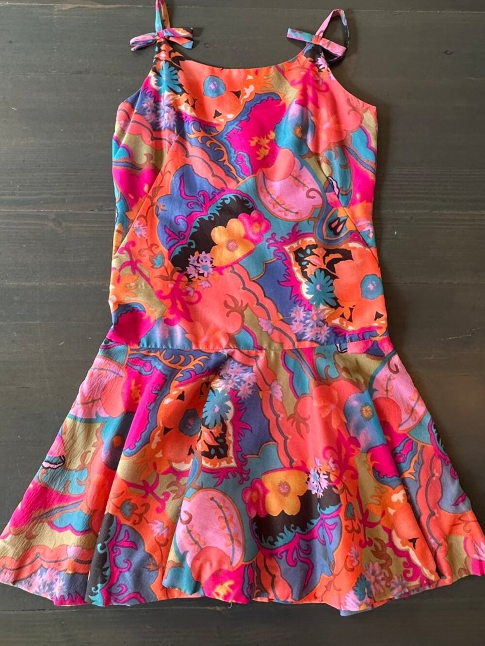 🌈✨ Vintage Psychedelic Mini Dress – Anthony Allan Inc. – 60s/70s Mod Vibes - S